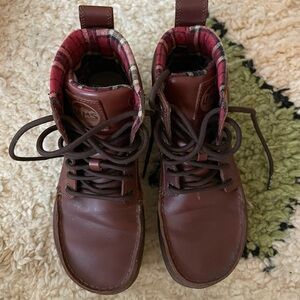 Lem’s Brown Leather Boots with Plaid Lining